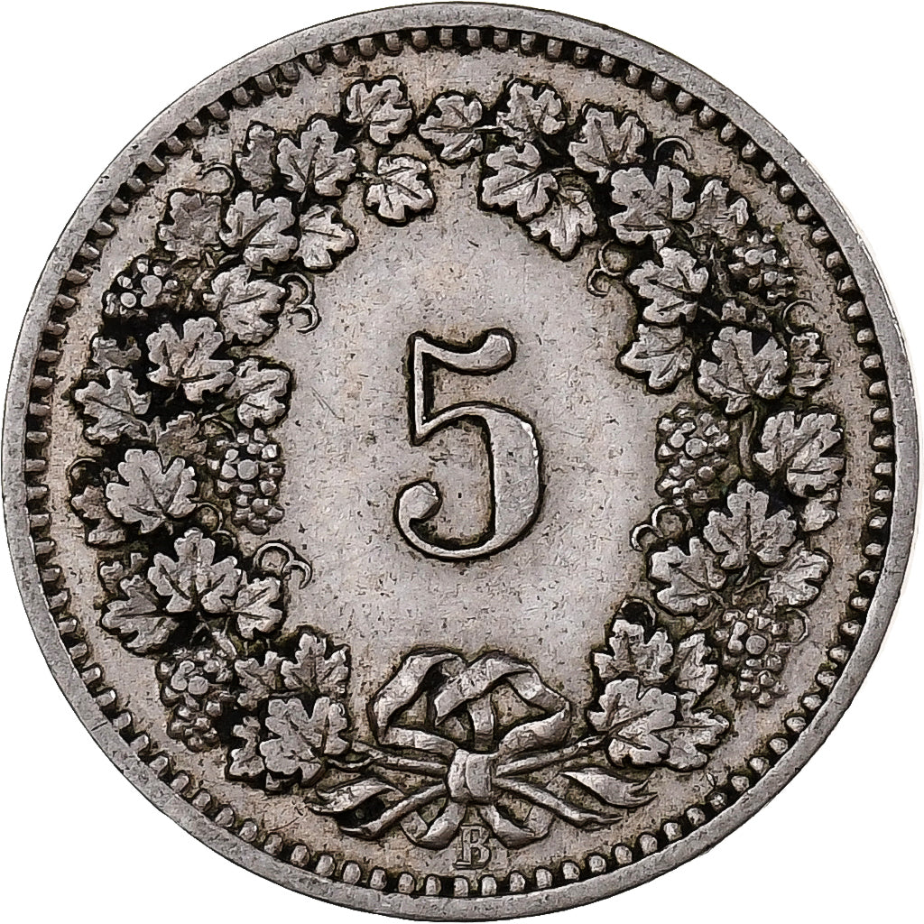 Suiza, 5 Rappen, Libertas, 1882, Bern, Cobre - níquel, MBC