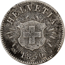 Switzerland, 5 Rappen, Écusson, 1850, Strasbourg, Billon, VF(30-35)