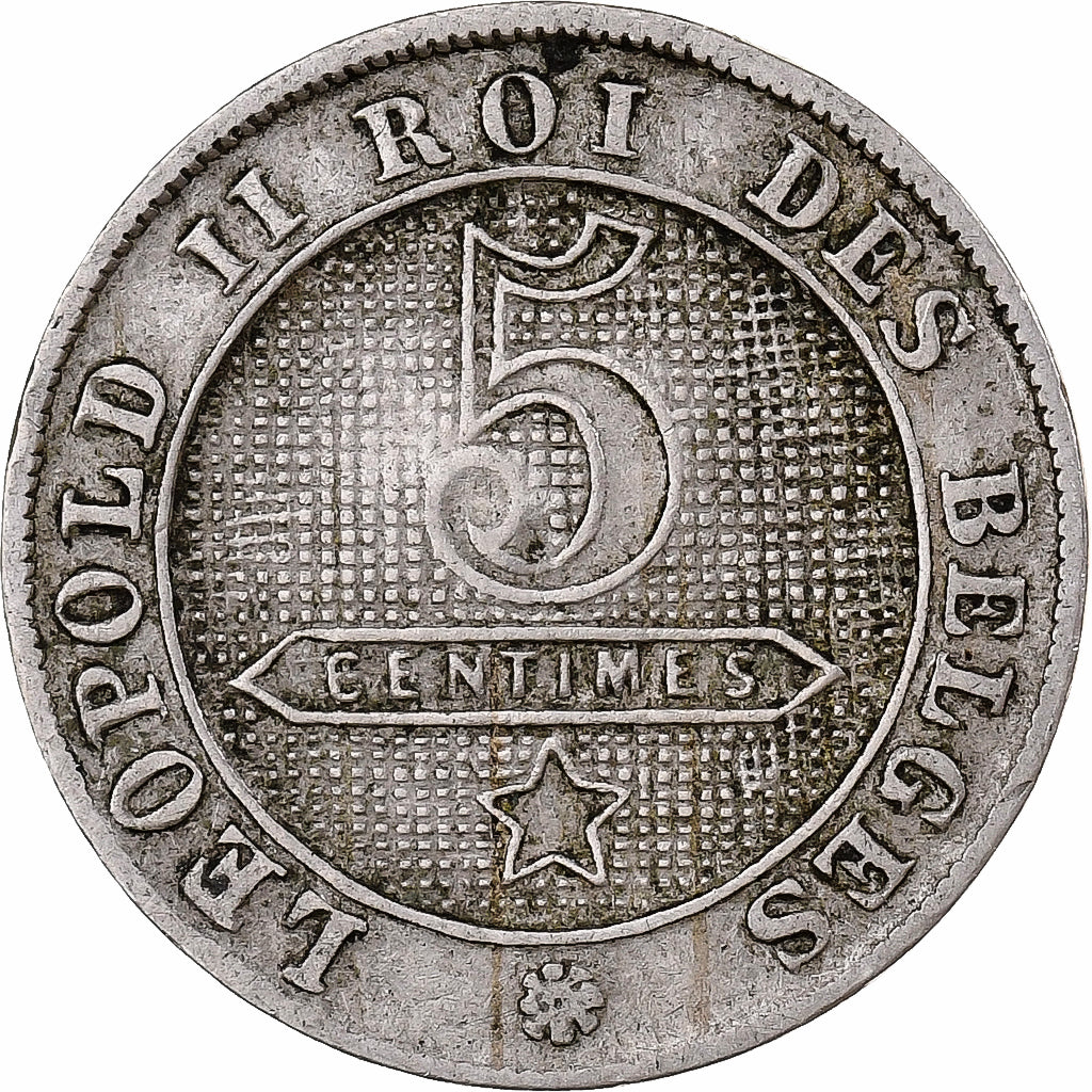 Belgien, Leopold II, 5 Centimes, 1894, Brussels, Kupfer-Nickel, S+