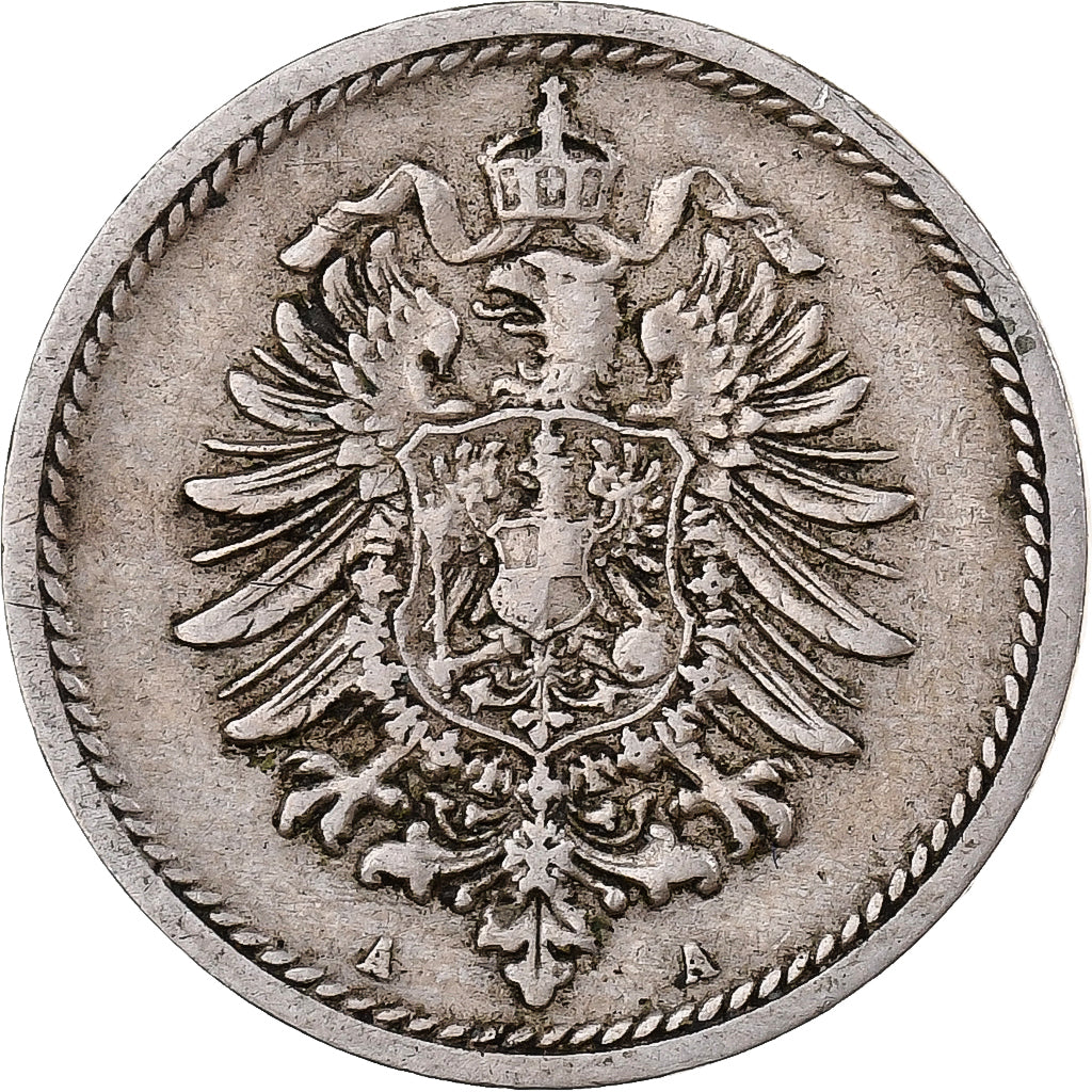 Niemcy, Wilhelm I, 5 Pfennig, 1888, Berlin, Miedź-Nikiel, VF(30-35)