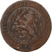 Países Bajos, William III, 2-1/2 Cent, 1886, Utrecht, Bronce, BC+