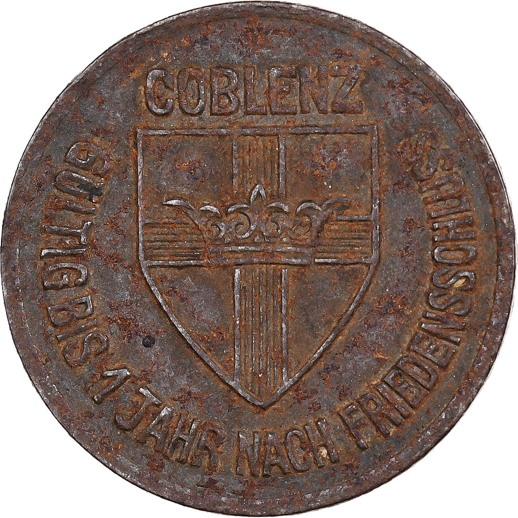 Niemcy, Stadt Coblenz, 25 Pfennig, 1918, VF(20-25), Żelazo