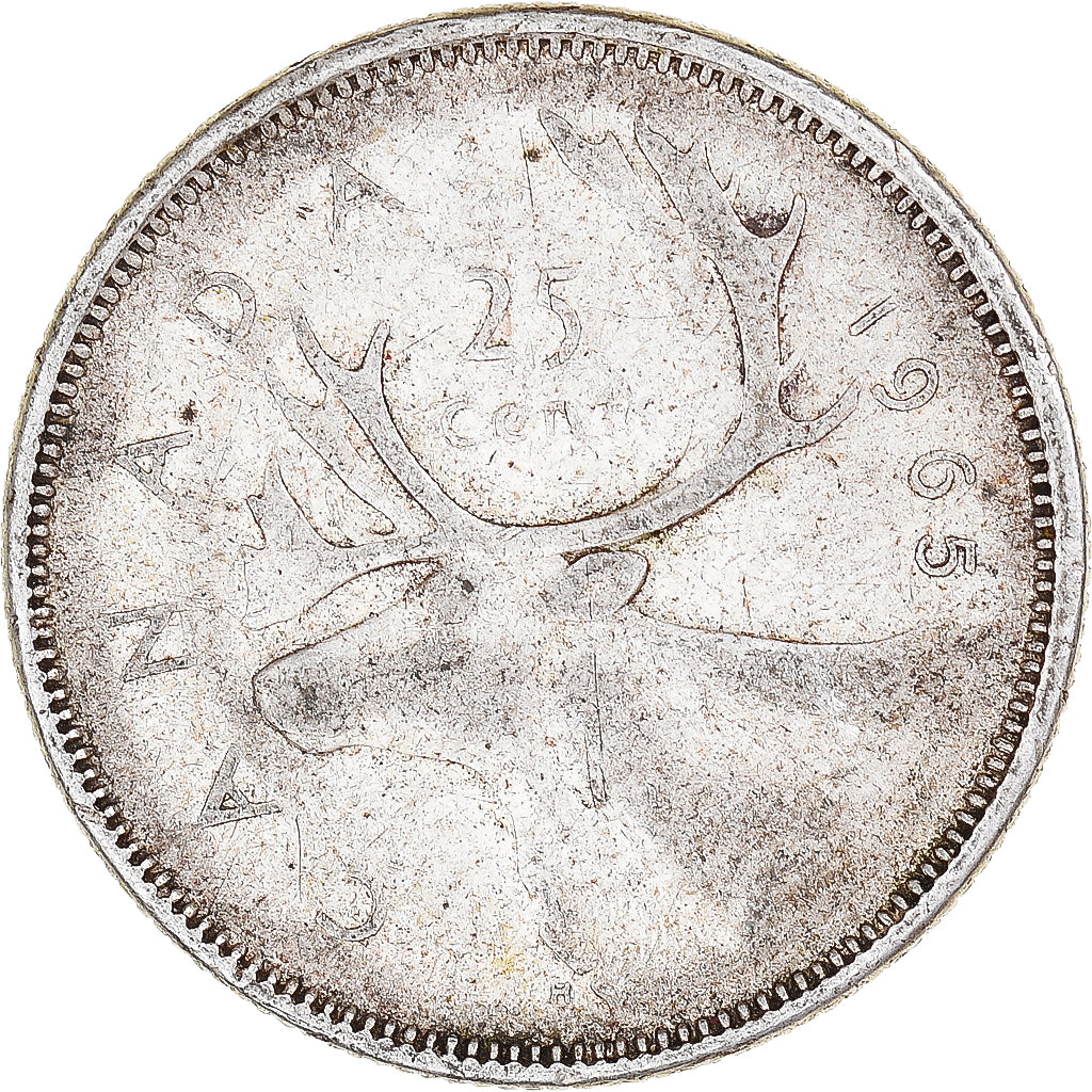 Moneda, Canadá, 25 Cents, 1965