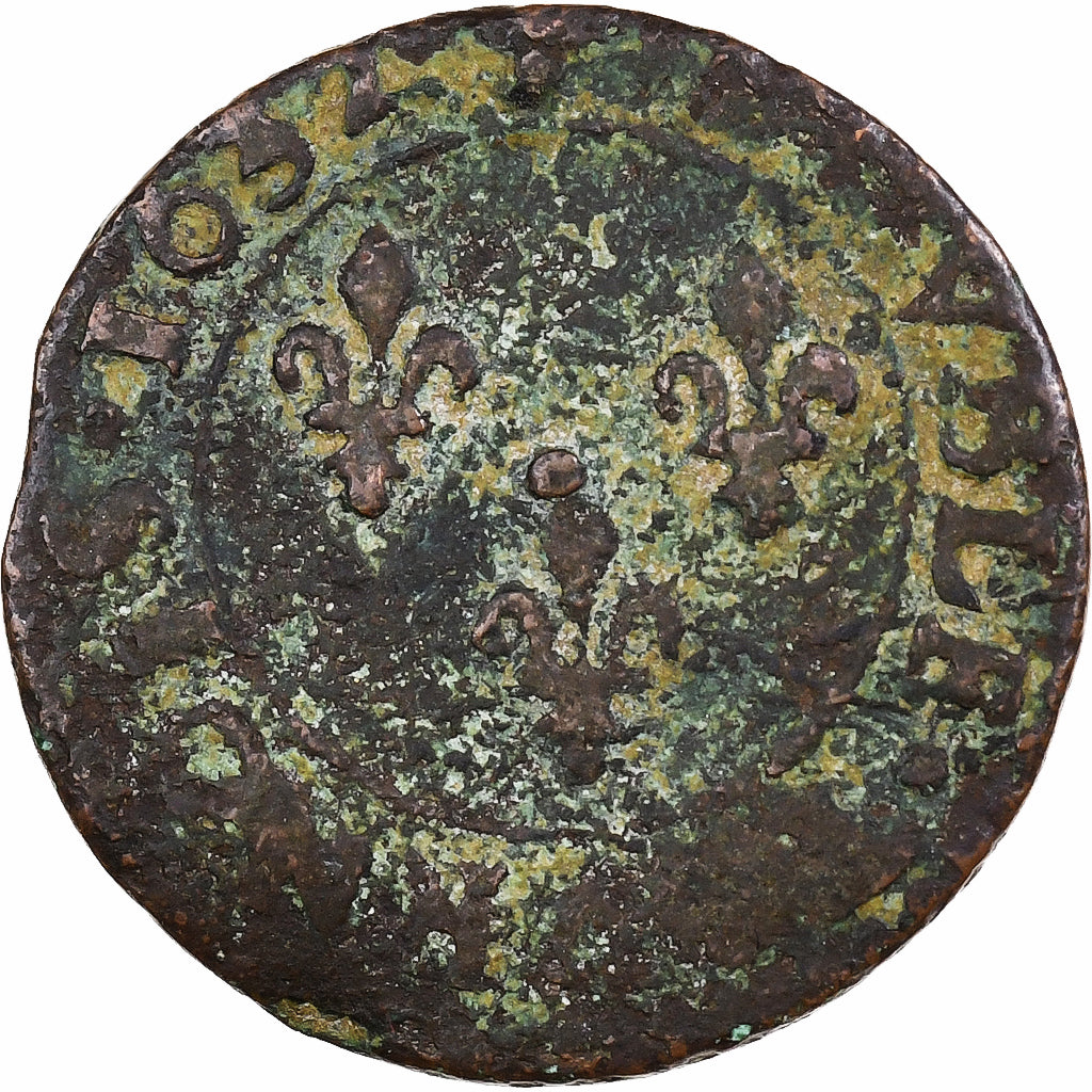 Frankrijk, Louis XIII, Double Tournois, 1632, Bordeaux, Koper, ZG+