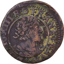 Francia, Louis XIII, Double Tournois, 1631, Lyon, Cobre, BC+