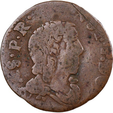 França, Gaston d'Orléans, Denier Tournois, 1649, Trévoux, Cobre, F(12-15)
