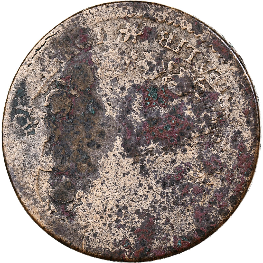 France, Louis XVI, 12 Deniers François, 1792 / AN 4, Strasbourg, Métal de cloche