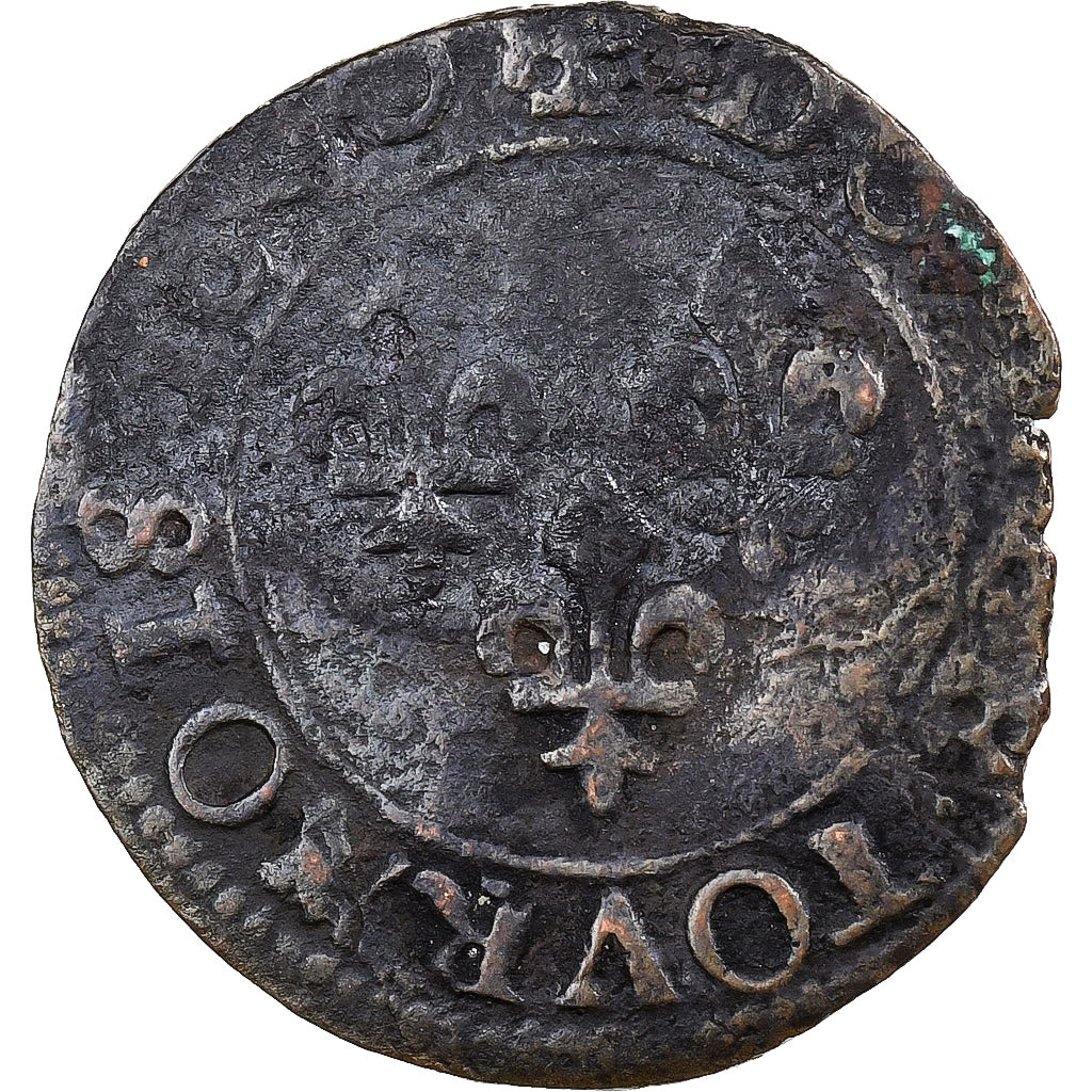 France, Louis XIII, Double Tournois, 1640, Copper, F(12-15)