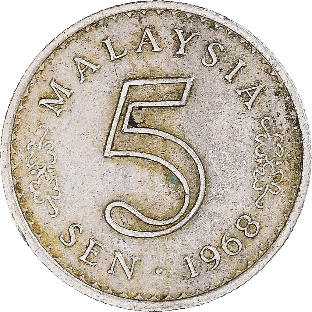 Monnaie, Malaysie, 5 Sen, 1968