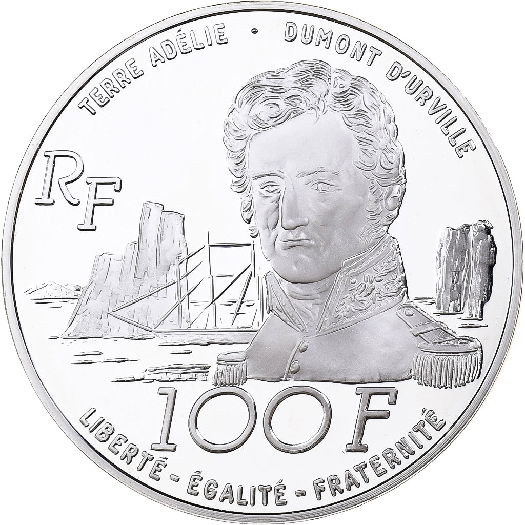 France, 100 Francs, Dumont D'Urville, 1992, MDP, Proof, Silver, MS(65-70)