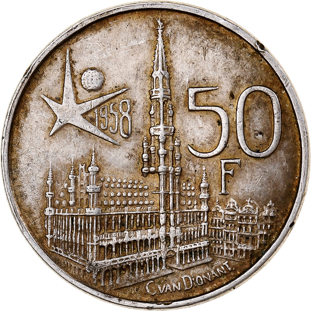 Bélgica, Baudouin I, 50 Francs, Expo 1958, 1958, Brussels, Plata, EBC