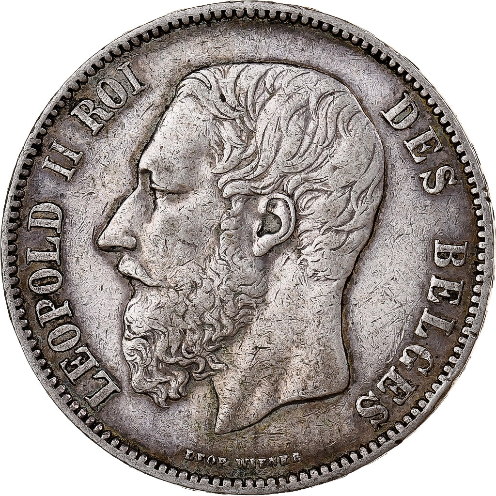 Belgique, Leopold II, 5 Francs, 1876, Bruxelles, Argent, TTB
