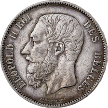 Belgique, Leopold II, 5 Francs, 1876, Bruxelles, Argent, TTB