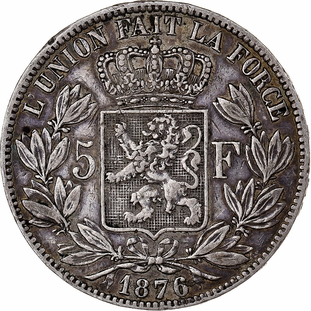 Belgique, Leopold II, 5 Francs, 1876, Bruxelles, Argent, TTB