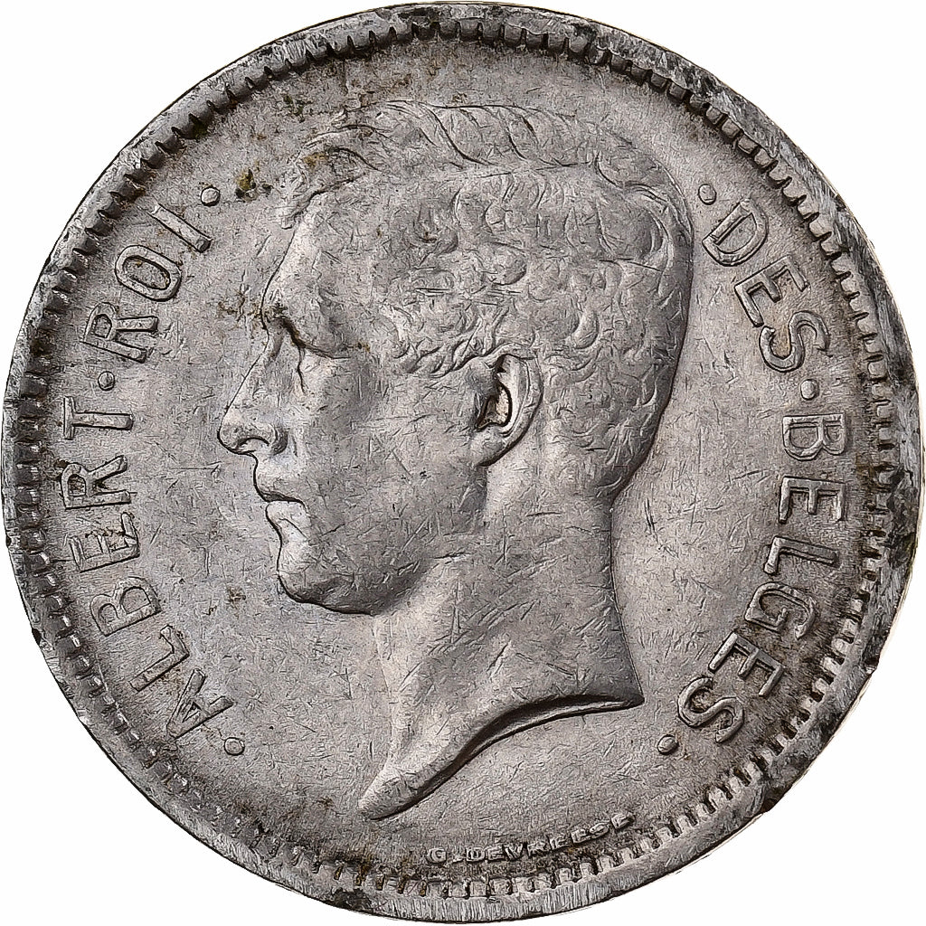Belgia, Albert I, 5 Francs, 1933, Brussels, Srebro, EF(40-45)