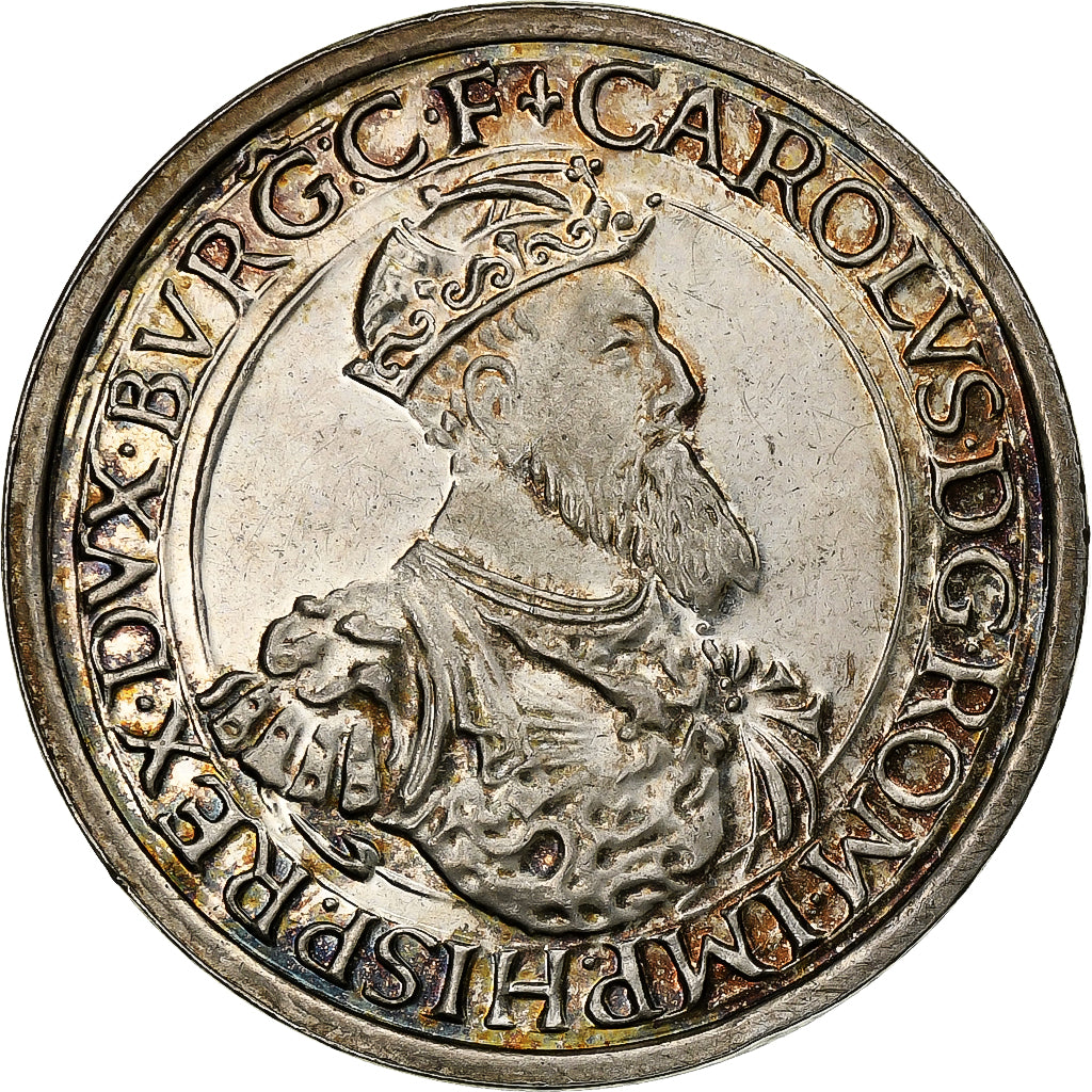 Belgia, 5 Ecu, Charles Quint, 1987, Srebro, AU(55-58)
