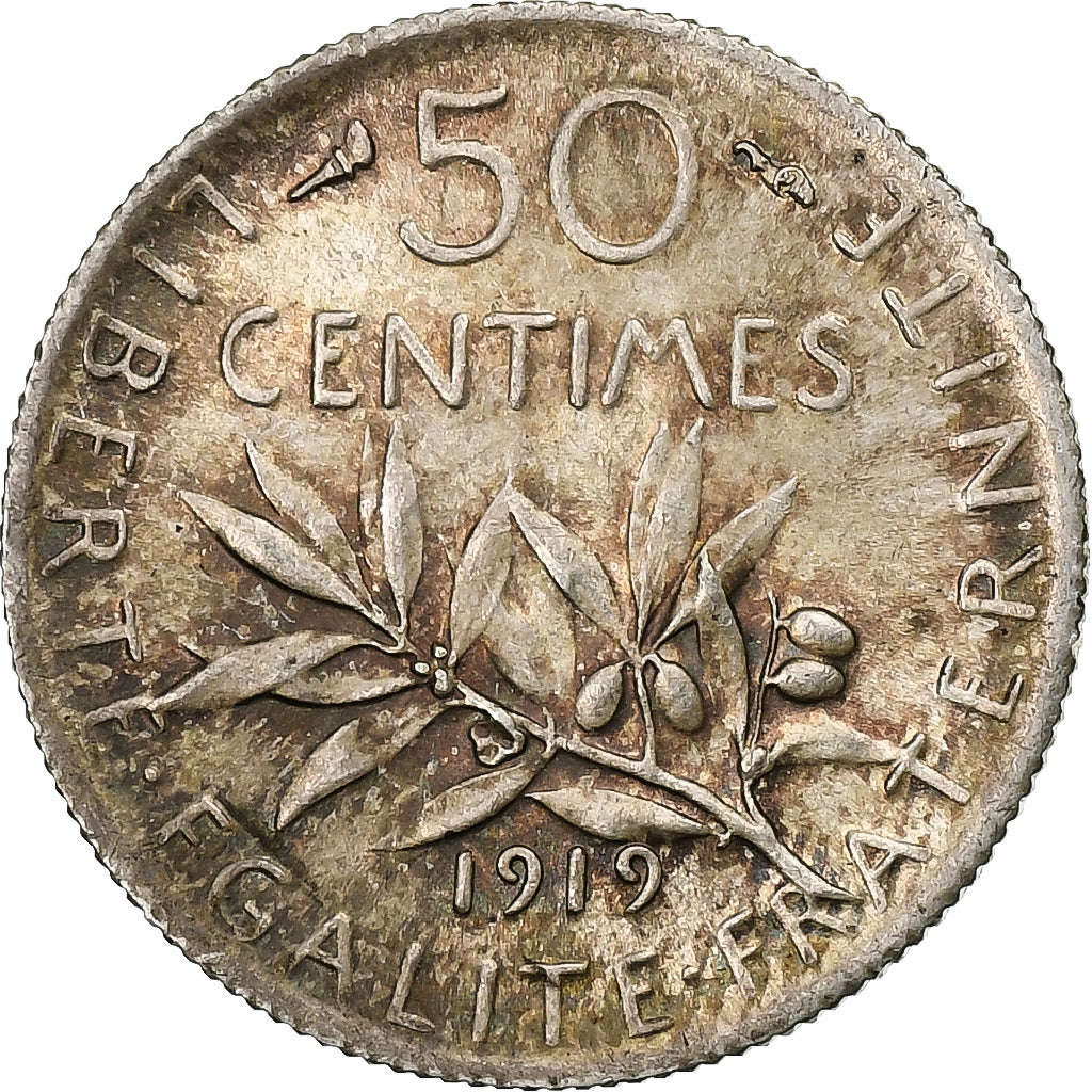 Frankreich, 50 Centimes, Semeuse, 1919, Paris, Silber, SS