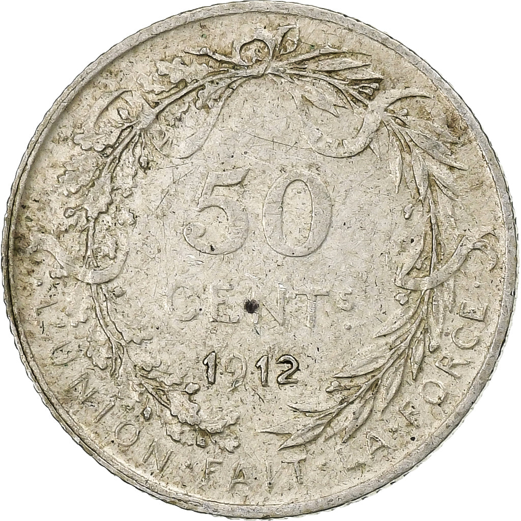 Belgia, Albert I, 50 Centimes, 1912, Brussels, Srebro, VF(30-35)
