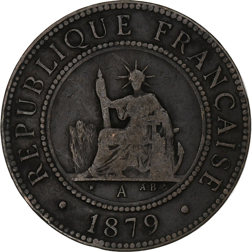 French Indochina, 1 Centime, 1879, Paris, Bronze, VF(30-35)