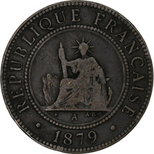 French Indochina, 1 Centime, 1879, Paris, Bronze, VF(30-35)