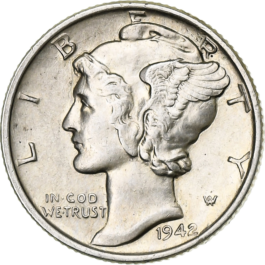 United States, Mercury Dime, 1942, Philadelphia, Silver, MS(63)