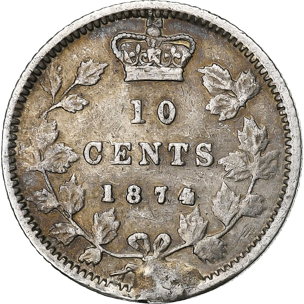 Canada, Victoria, 10 Cents, 1874, Heaton, Srebro, VF(30-35)