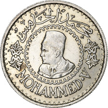 Morocco, Mohammed V, 500 Francs, AH 1376 (1956), Paris, Silver, AU(55-58)