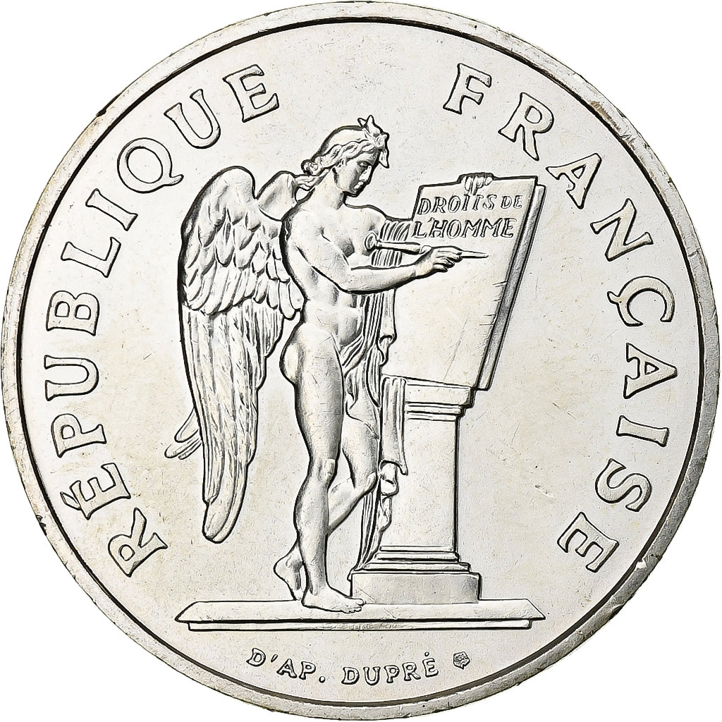 France, 100 Francs, Human Rights, 1989, MDP, Silver, MS(63)
