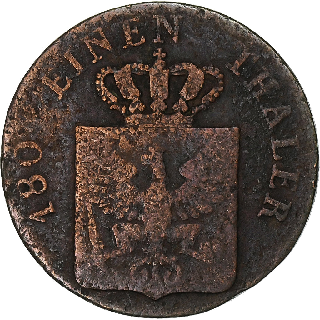 Prussia, Friedrich Wilhelm III, 2 Pfenninge, 1821, Berlin, Kupfer, S