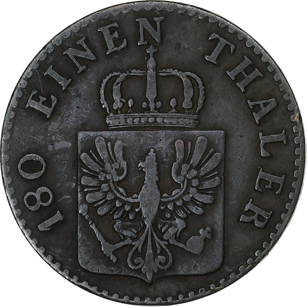 Prussia, Friedrich Wilhelm IV, 2 Pfenninge, 1846, Düsseldorf, Copper, VF(30-35)
