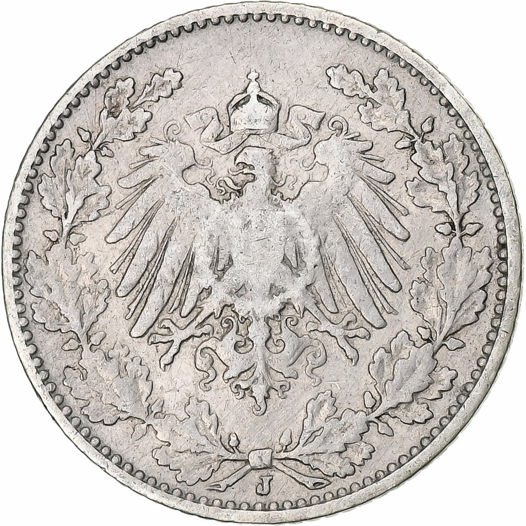 Germany, Wilhelm II, 1/2 Mark, 1907, Hamburg, Silver, VF(30-35)