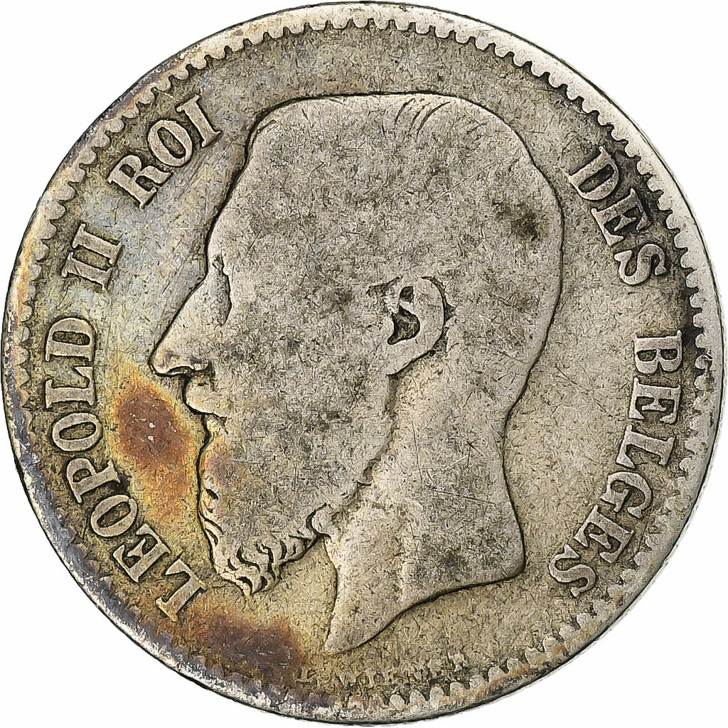 Belgium, Leopold II, 1 Franc, 1867, Brussels, Silver, F(12-15)