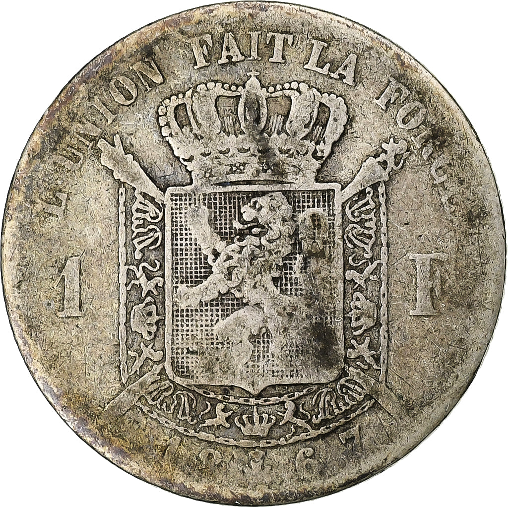 Belgium, Leopold II, 1 Franc, 1867, Brussels, Silver, F(12-15)