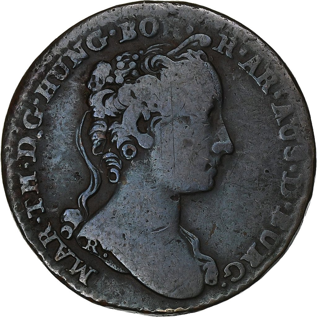 Austrian Netherlands, Maria Theresa, Liard, 1745, Antwerp, Copper, VF(20-25)