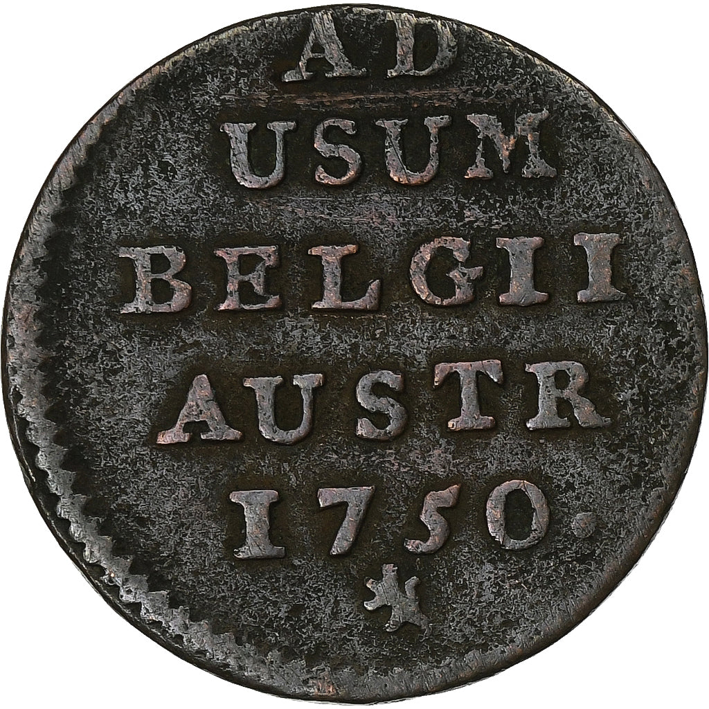 NIDERLANDY AUSTRIACKIE, Maria Theresa, Liard, 1750, Bruges, Miedź, VF(20-25)