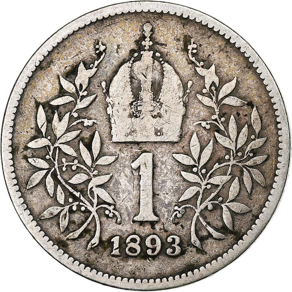 Austria, Franz Joseph I, Corona, 1893, Vienna, Silver, VF(20-25)