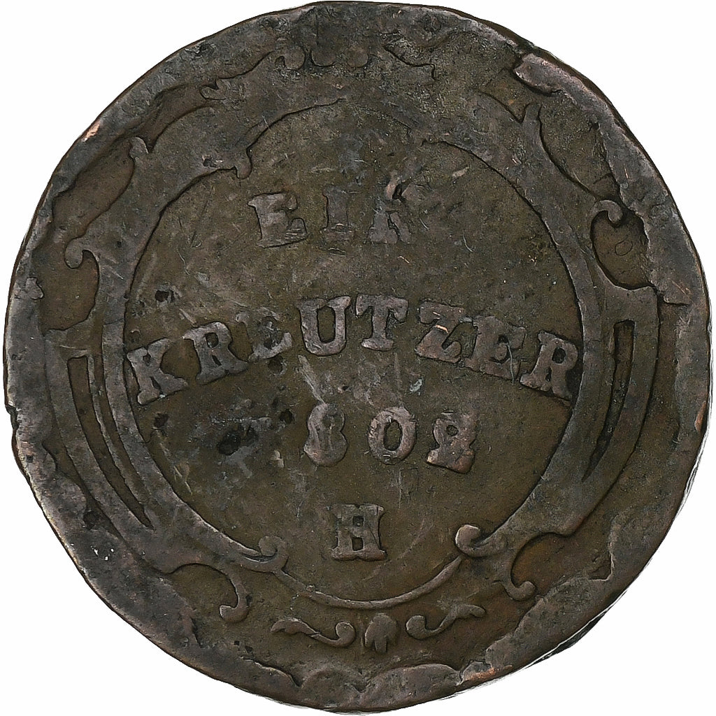 Further Austria, Franz II, 1 Kreuzer, 1802, Günzburg, Copper, F(12-15)