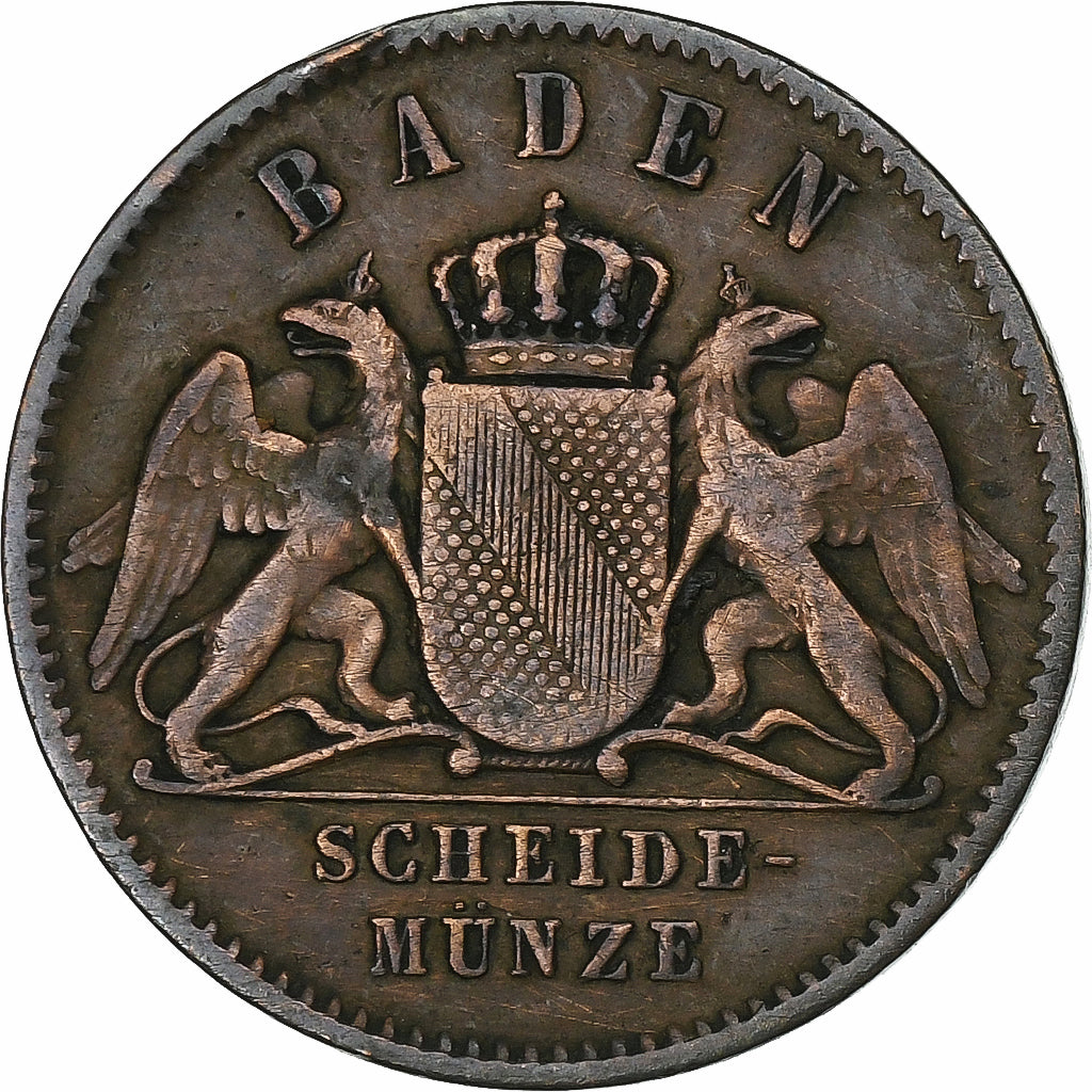 Grand Duchy of Baden, Friedrich I, Kreuzer, 1867, Miedź, VF(30-35)