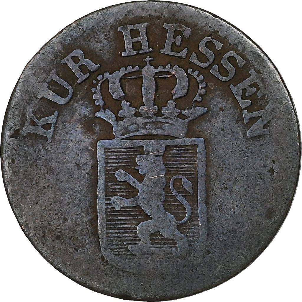 Electorate of Hesse, William II, 1/4 Kreuzer, 1827, Copper, VF(20-25)
