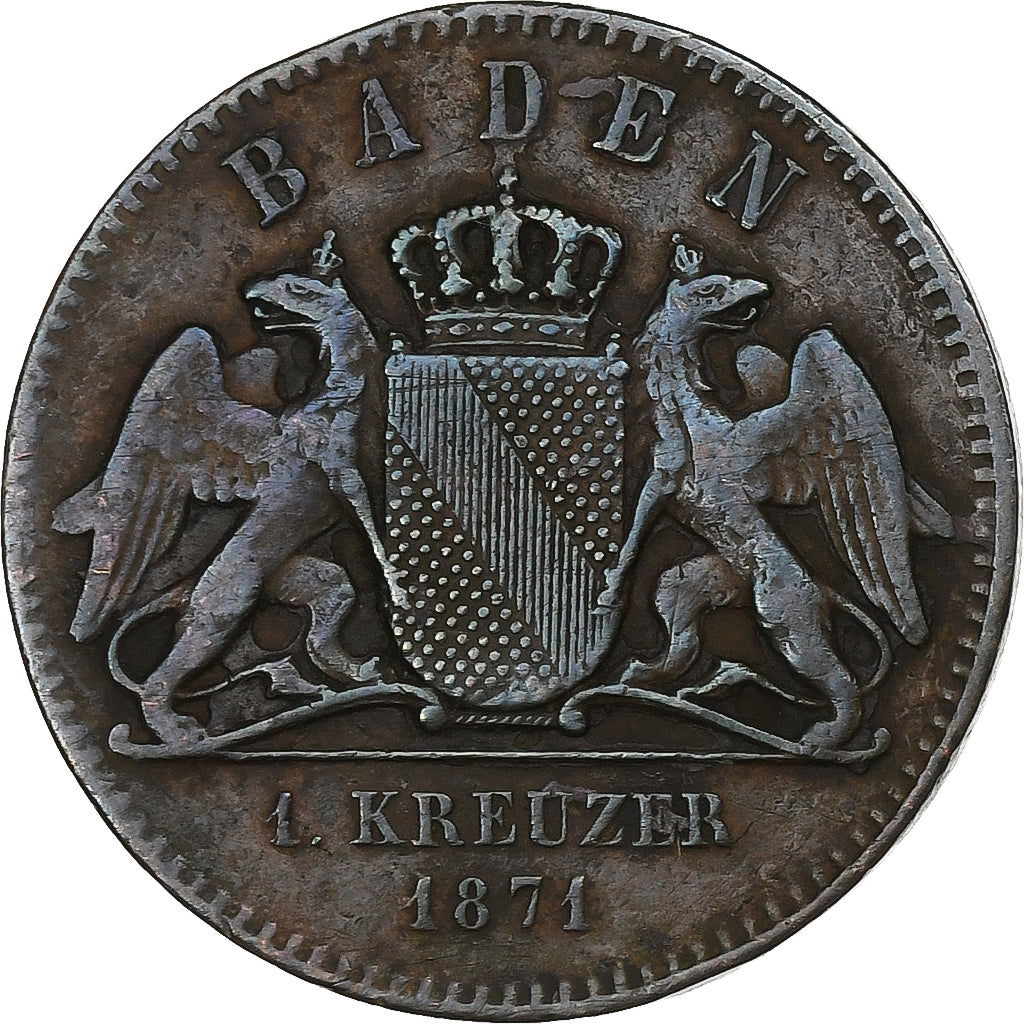 Grand-duché de Bade, Frédéric Ier, Kreuzer, 1871, Cuivre, TTB