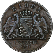 Grand-duché de Bade, Frédéric Ier, Kreuzer, 1871, Cuivre, TTB