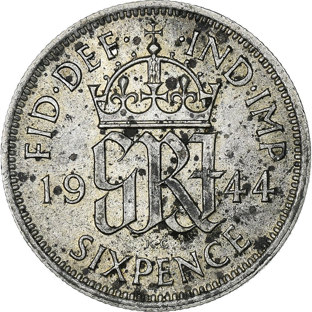 Grande-Bretagne, George VI, 6 Pence, 1944, Londres, Argent, TTB