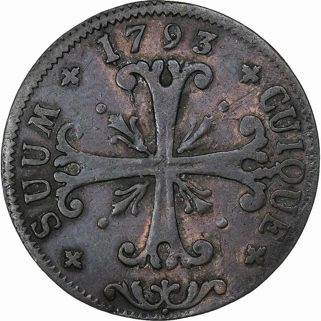 Principality of Neuchâtel, Friedrich Wilhelm II, 1/2 Batzen, 1793, Vellón