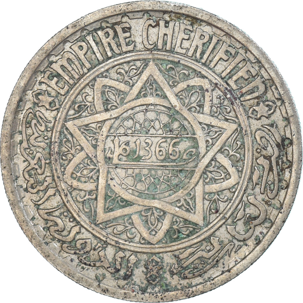 Moneda, Marruecos, 20 Francs, 1366