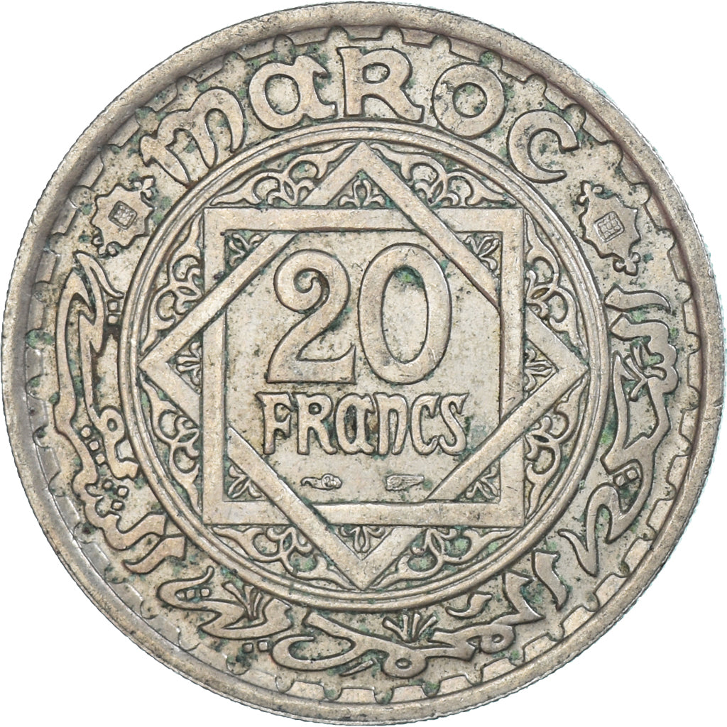 Moneda, Marruecos, 20 Francs, 1366