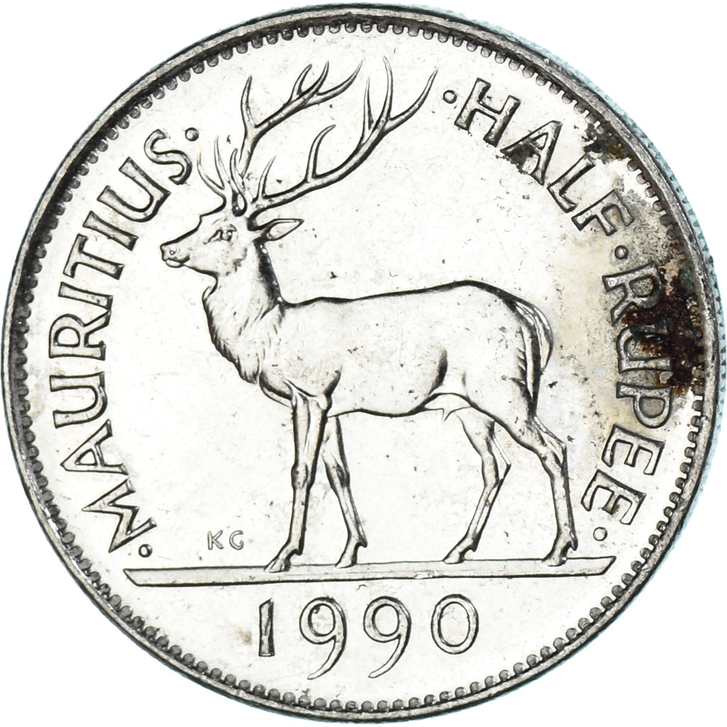Moneta, Mauritius, 1/2 Rupee, 1990