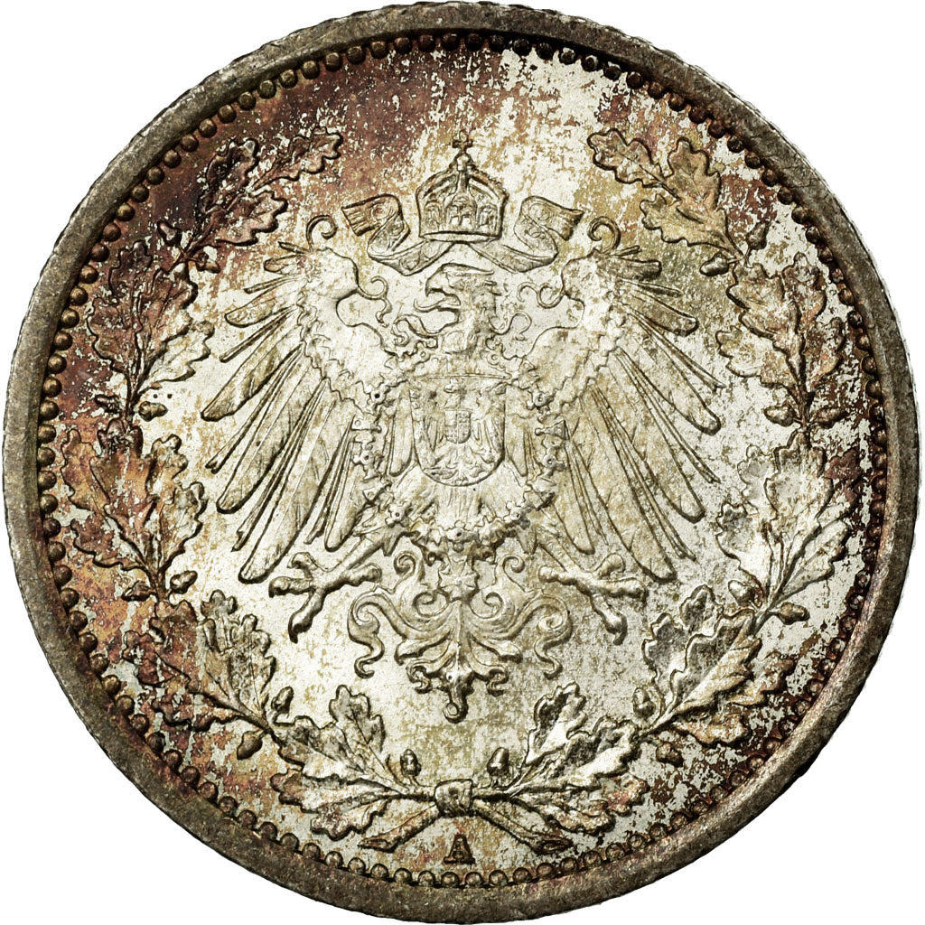 Coin, GERMANY - EMPIRE, 1/2 Mark, 1913, Berlin, MS(63), Silver, KM:17