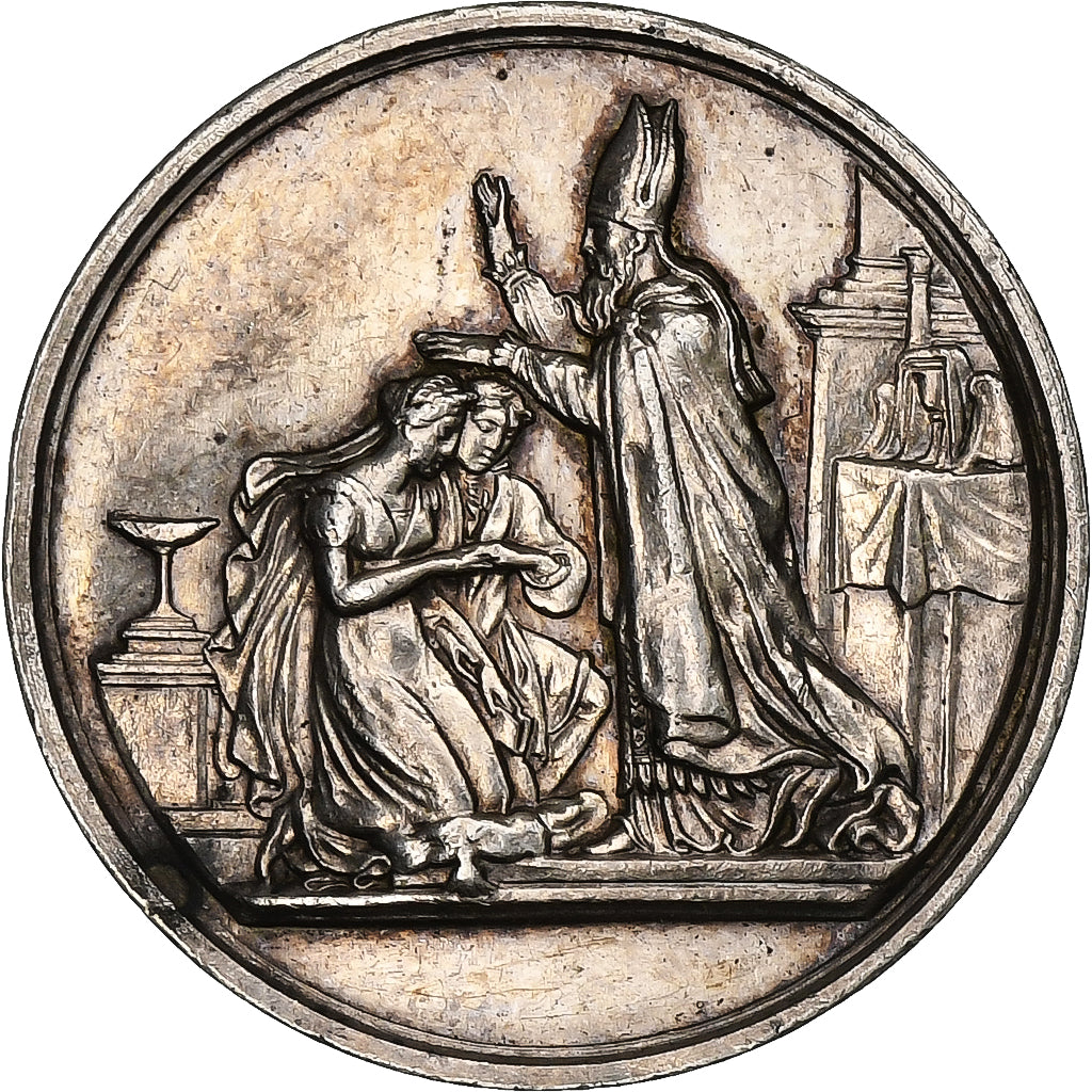 France, Medal, Mariage Chrétien, 1902, Silver, MS(60-62)