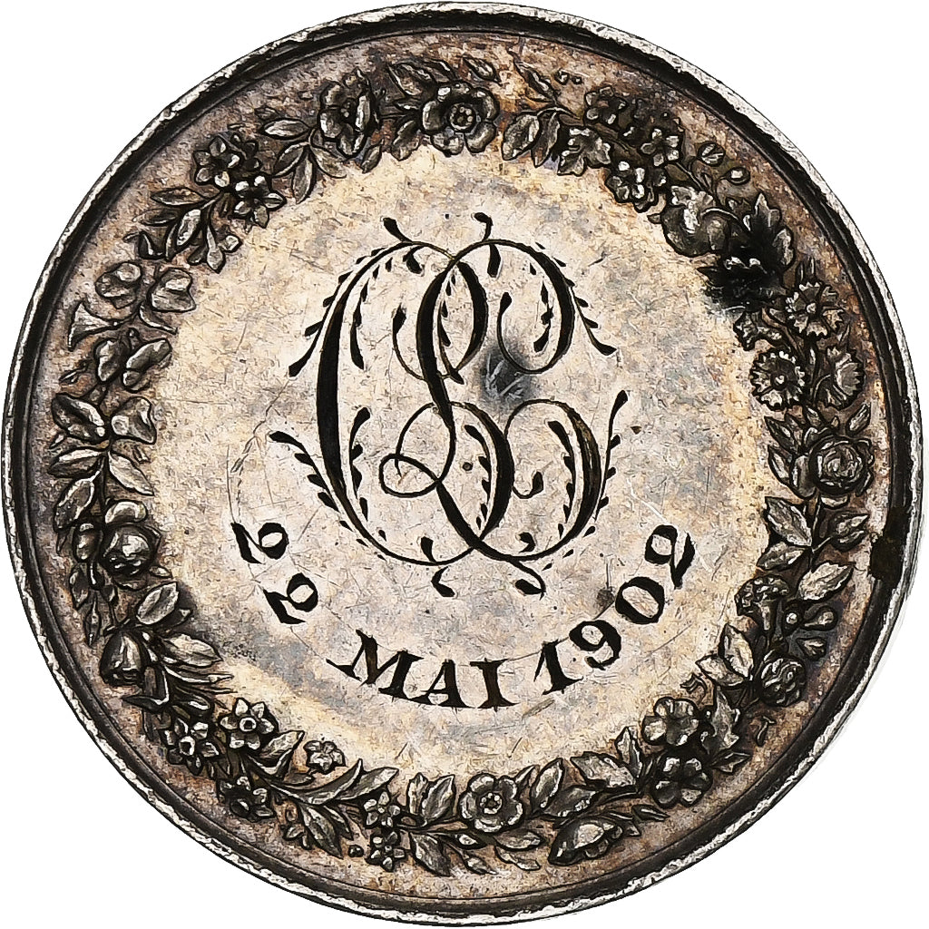 France, Medal, Mariage Chrétien, 1902, Silver, MS(60-62)