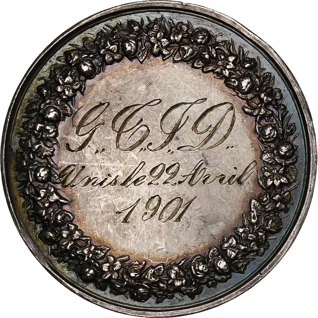 France, Médaille de mariage, Evangile, Saint-Matthieu, 1901, Argent, SUP+